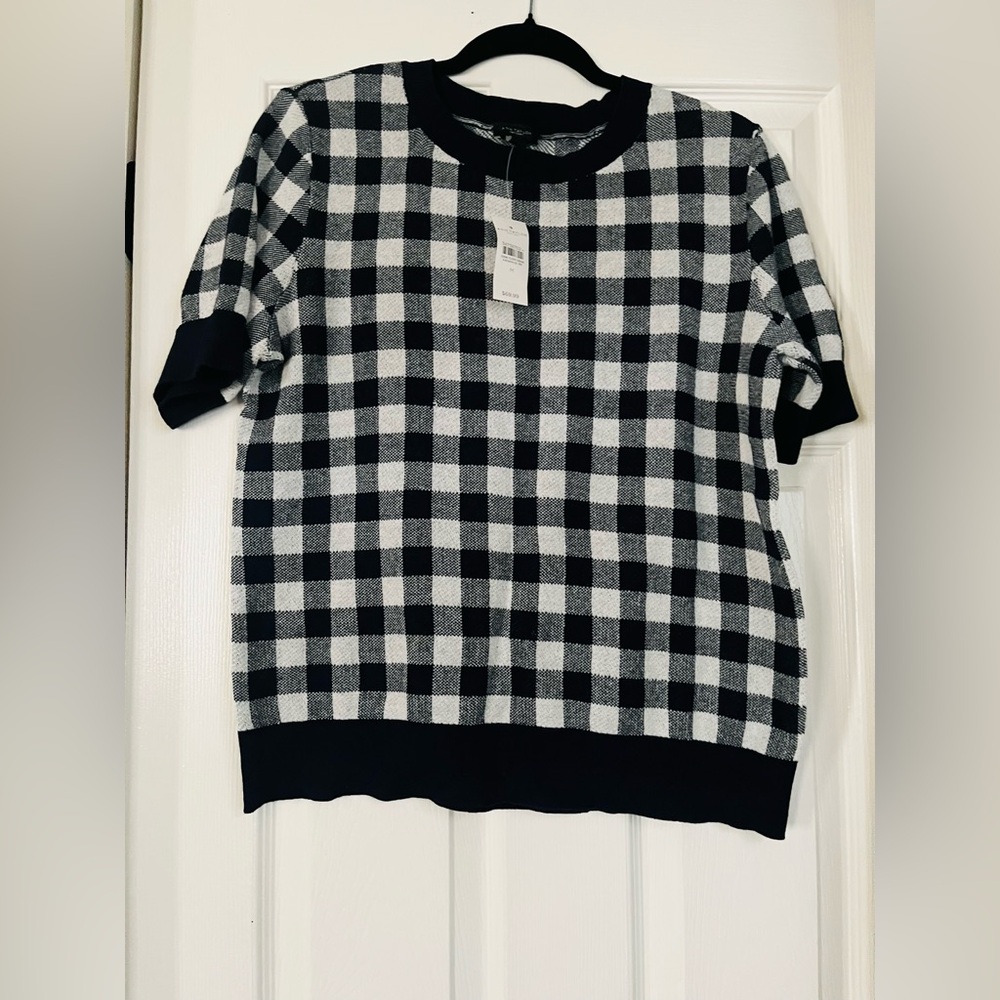 Ann Taylor Blue and White Plaid sweater